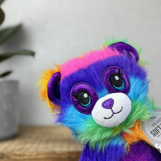 BAB Build A Bear Lisa Frank Shaggy Rainbow Bear - Fluffy Rainbow BAB Rare 10"