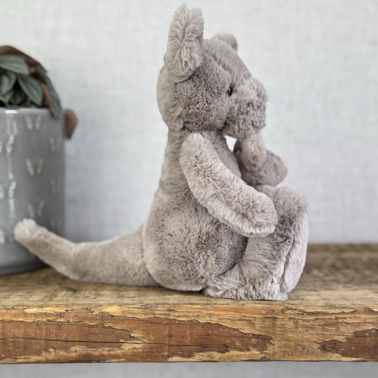 Jellycat Small Kara Kangaroo - Small Grey Kangeroo & Baby Joey 9" Rare