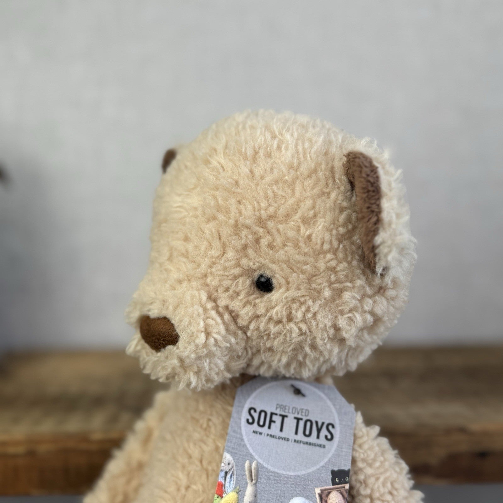 Jellycat Medium Vintage Bear - Vintage Light Brown Bear Beanie Soft Toy 12” (#2)