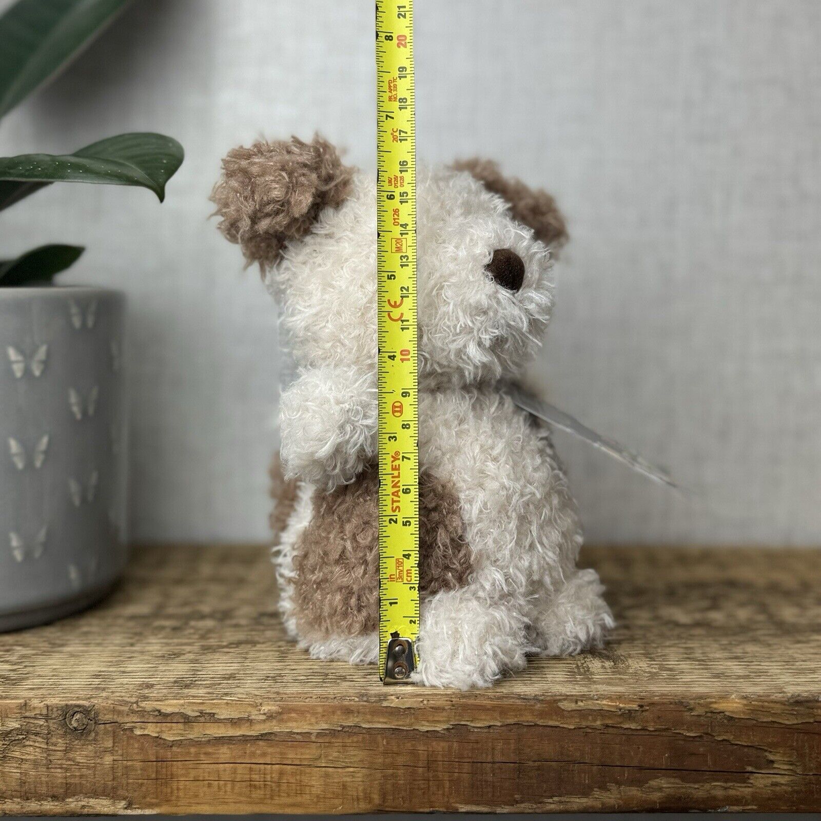 Jellycat Little Pup - Beige & Tan Small Curly Fur Puppy Beanie Toy Plush Dog 7"