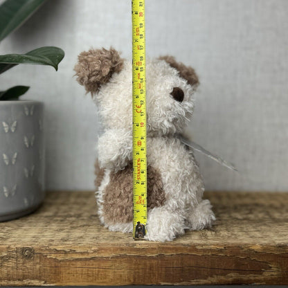 Jellycat Little Pup - Beige & Tan Small Curly Fur Puppy Beanie Toy Plush Dog 7"