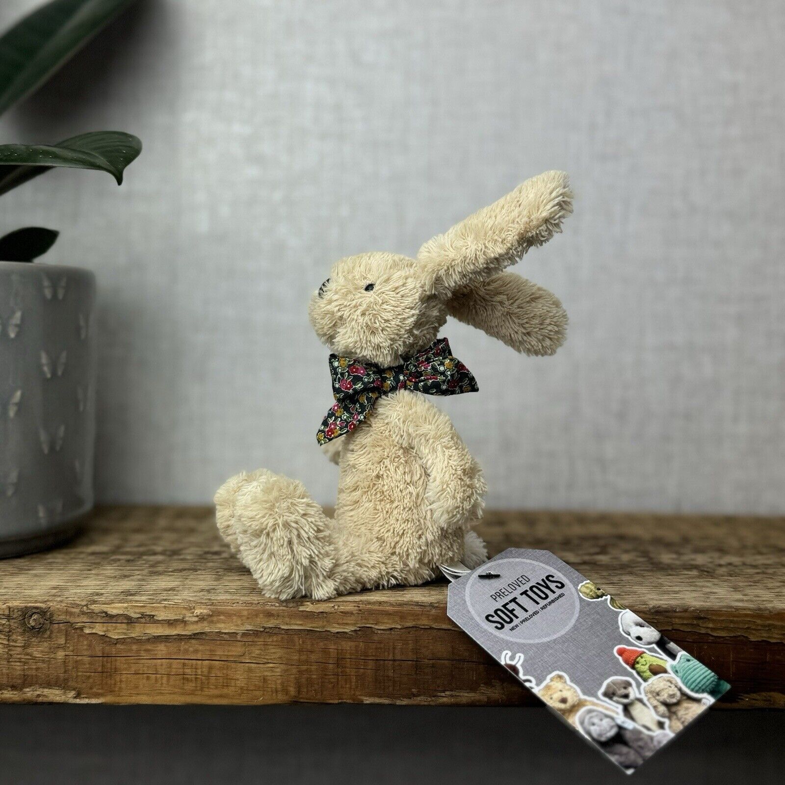 Jellycat Lost & Found Friends - Rufus Rabbit - Tiny Rabbit With Bow Rare 7"