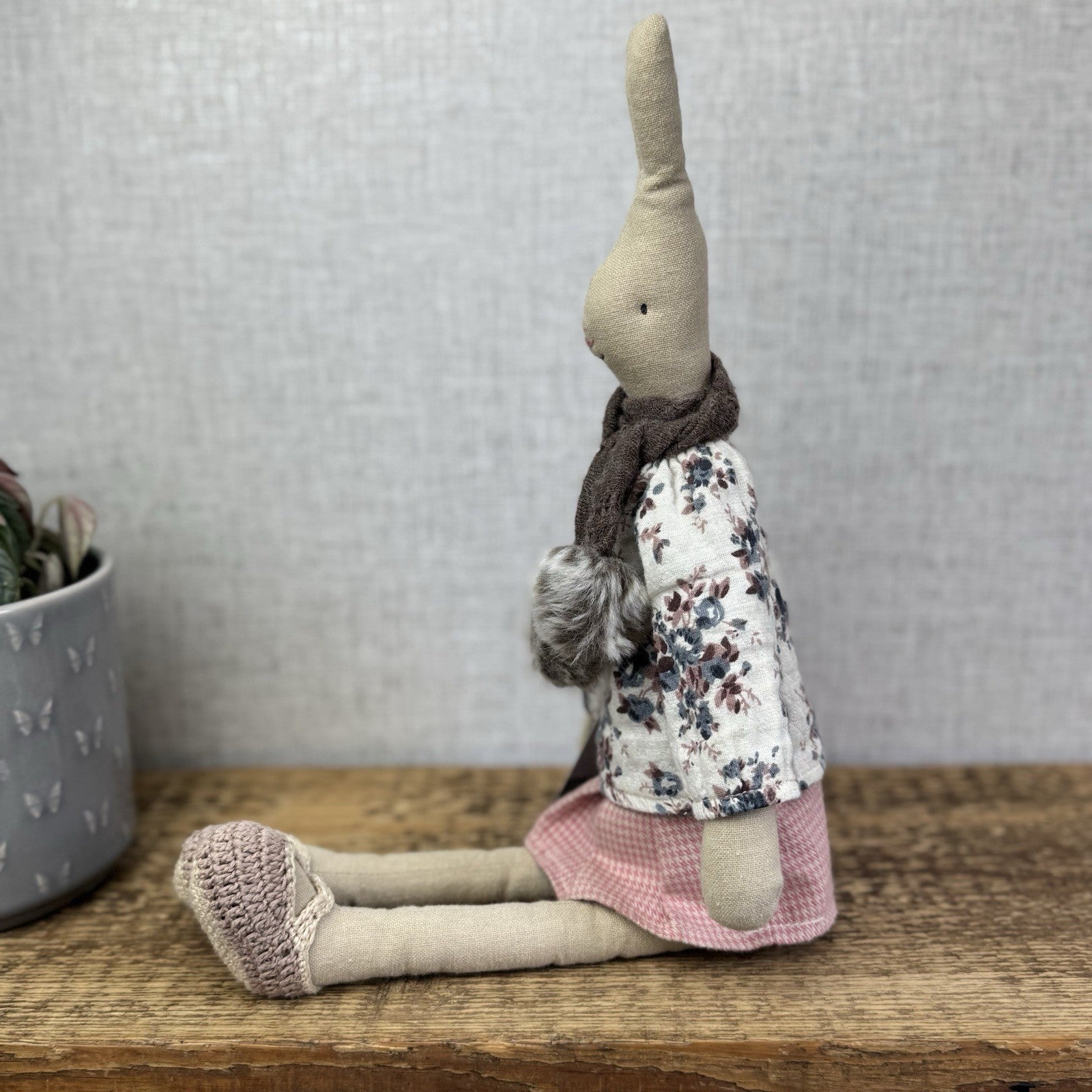 Maileg Medium Winter Rabbit Girl - Red Knit Dress & Fur Boots Retired 2014