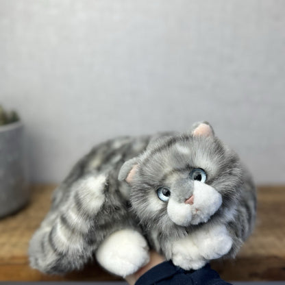 Russ Berrie Grey Tabby Cat Shadow Blue Eyes Sleeping Soft Toy Vintage Beanie