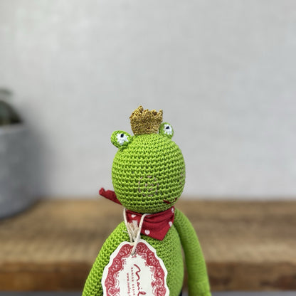 Maileg Knitted Frog Prince - Rare Retired Item 16-0026-00 New With Tags 9"
