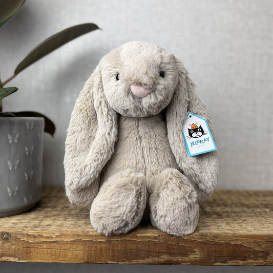 Jellycat Medium Bashful Beige Bunny - Light Brown Bunny Soft Toy Beanie 12” (2)