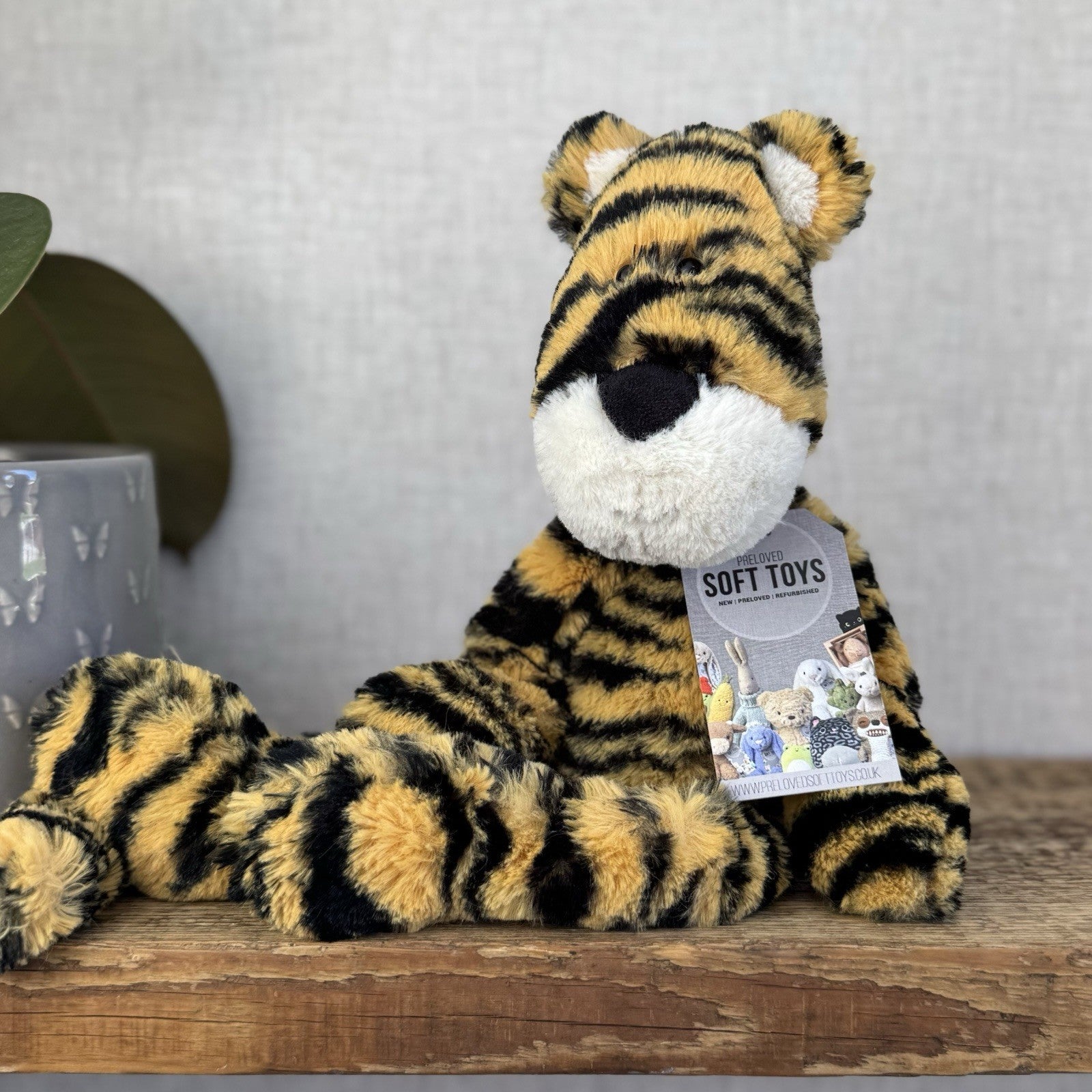 Jellycat Merryday Tiger - Wild Cat Beanie Tiger Plush Long Tail Rare Retired 15”