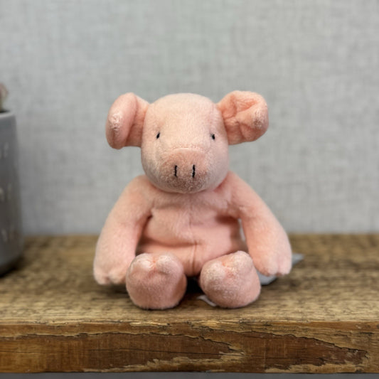 Marks & Spencers Small Pink Piglet Beanbag Soft Toy - Vintage Pig Plush 8”