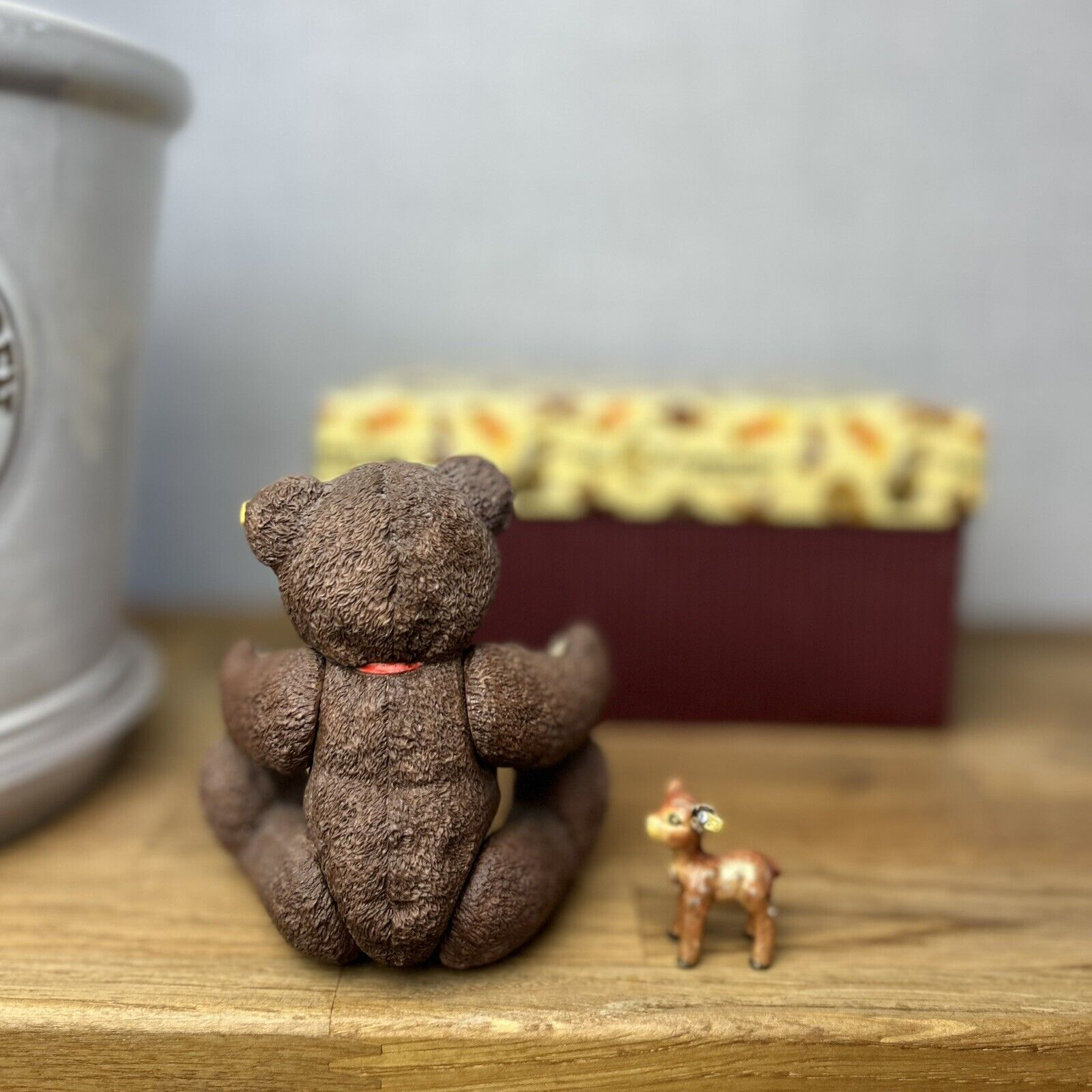 STEIFF 1984 Teddy Bear Petsy & Pewter Boeky Fawn By Enesco Porcelain Limited Ed