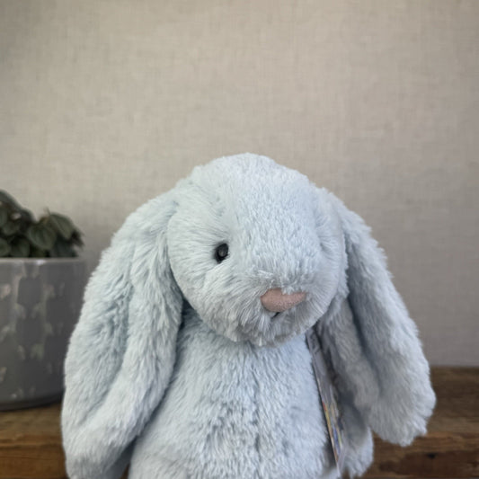 Jellycat Medium Bashful Blue Bunny - Baby Blue Rabbit Beanie Medium 12" (#2)