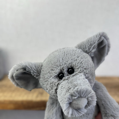 TY Ella Elephant Grey 2017 Soft Grey Plush - Medium Beanie Elephant Cute NWOT