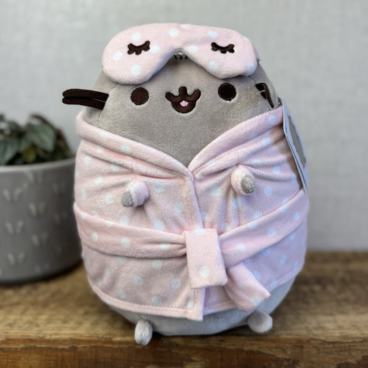 Gund Pusheen Cat - Sleepover Cat PJ Pink Spotty Dressing Gown With Tags 10"