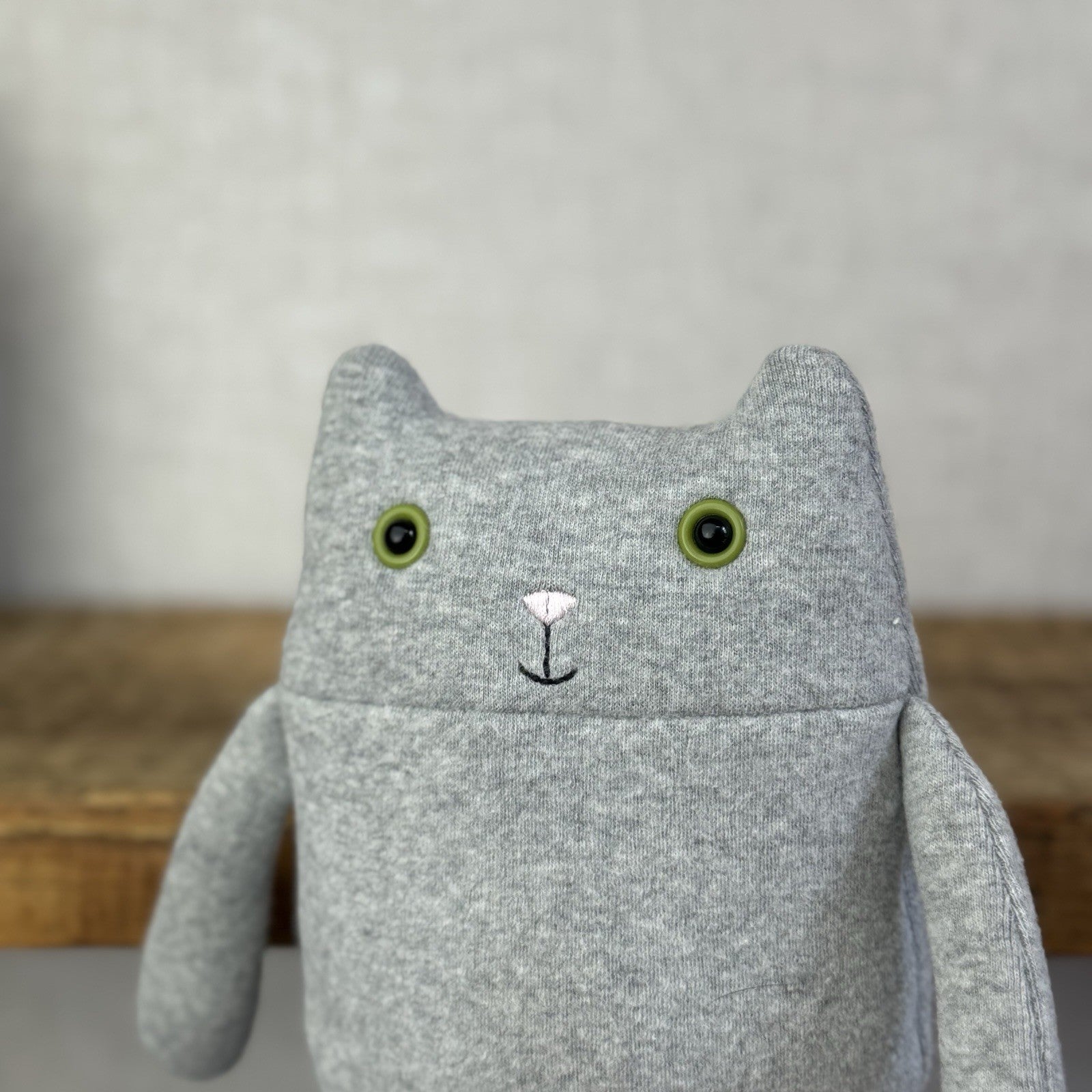 Jellycat Geek Cat - Grey Kitty Green Eyes - Retired Jellycat Kitten 10”