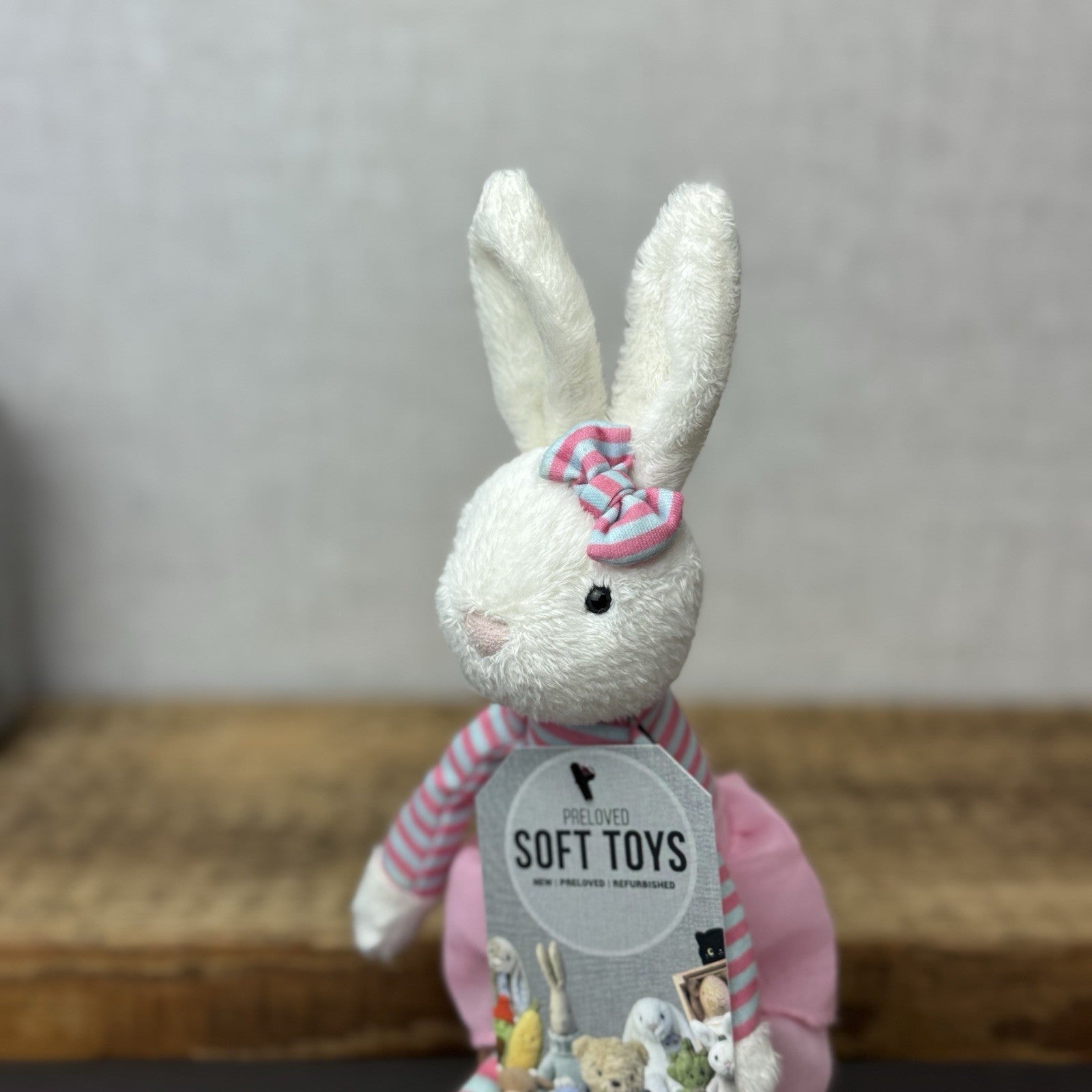 Jellycat Jazy Jiver Cream Bunny - Small Bunny Striped Ballerina Small Retired 8"