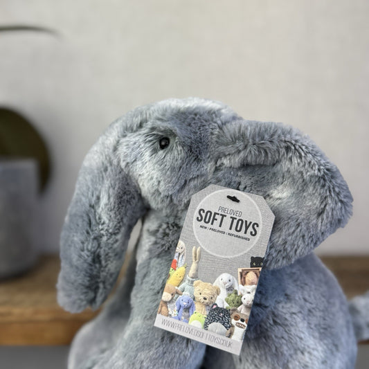 Jellycat Medium Elly Elephant - Grey/Silver Mix Elephant Beanie Soft 8” (#2)