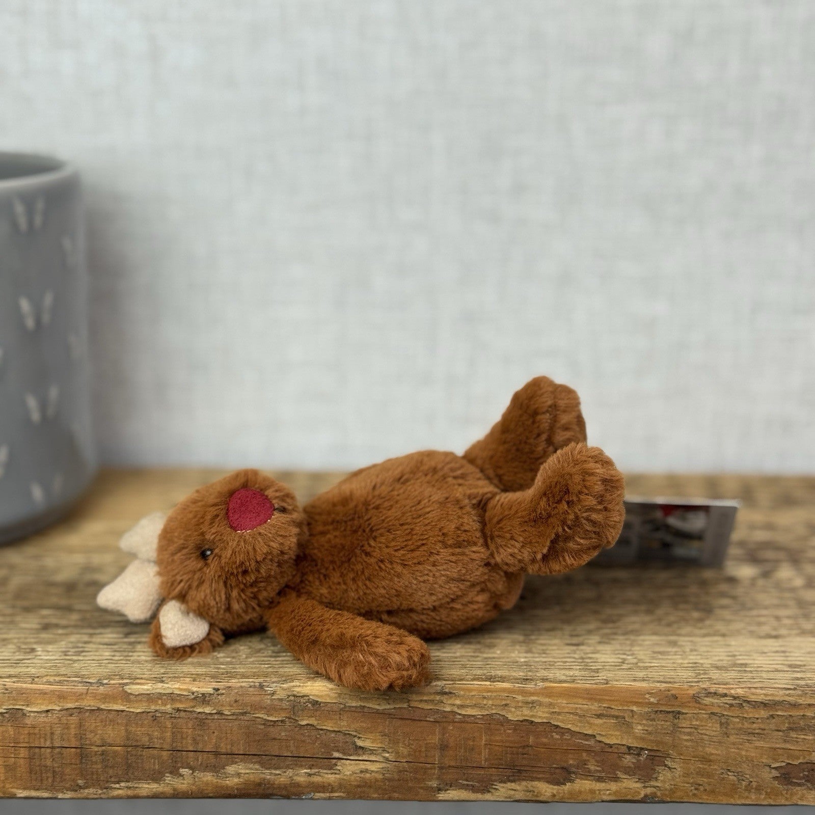 Jellycat Tiny Bashful Baby Reindeer Red Nose - Tiny Brown Jellycat Reindeer 5”