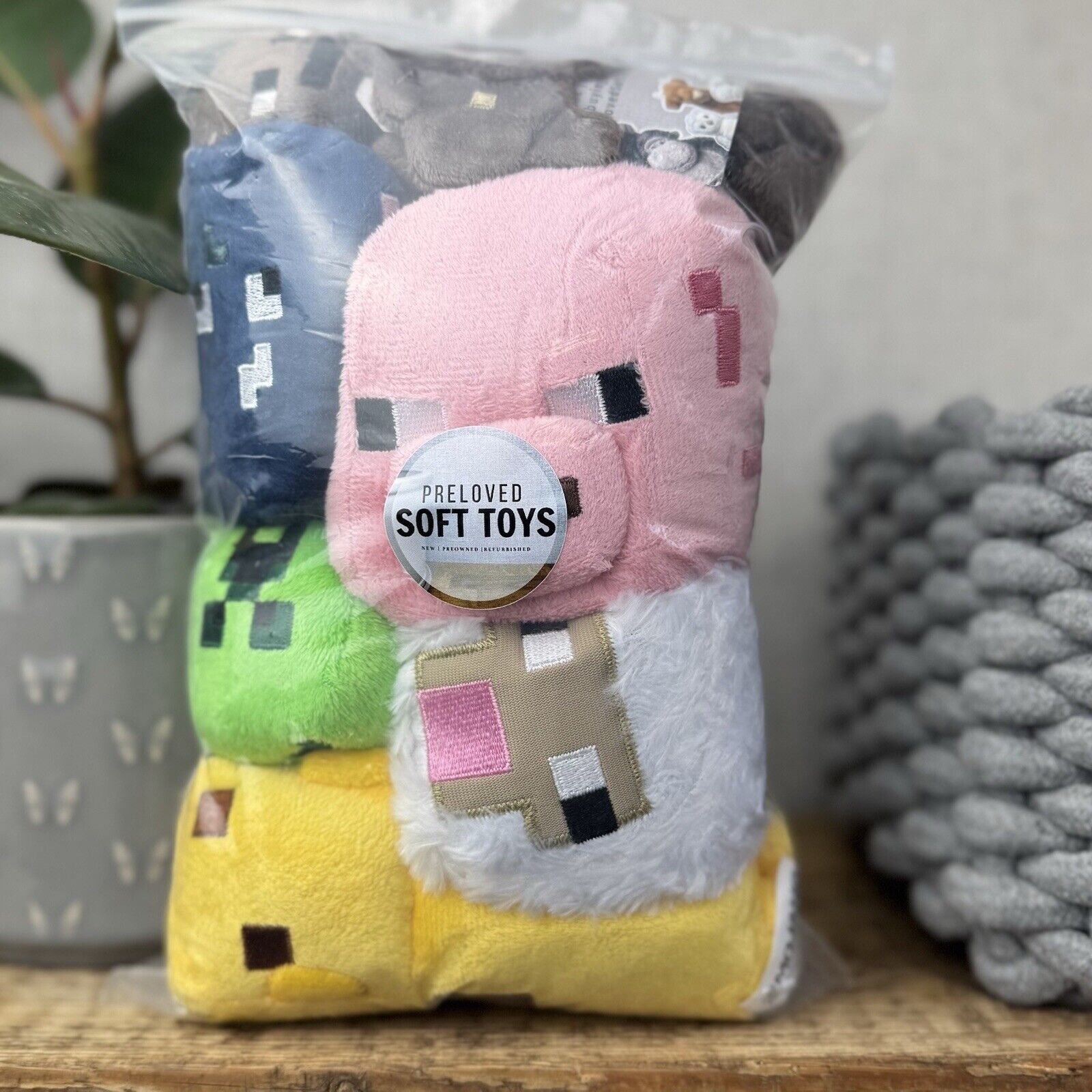 Minecraft Muji 2014 Soft Toy Bundle - Creeper, Pig, Bat, Sheep, Cheetah, Octopus