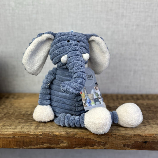 Jellycat Baby Cordy Roy Elephant Soft Beanie - Blue Corduroy Plush Beanie 12"