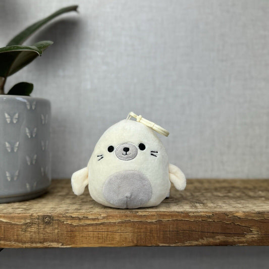 Squishmallows Lucille Seal Bag Clip On White Plush Soft Toy Letting Retired 4"