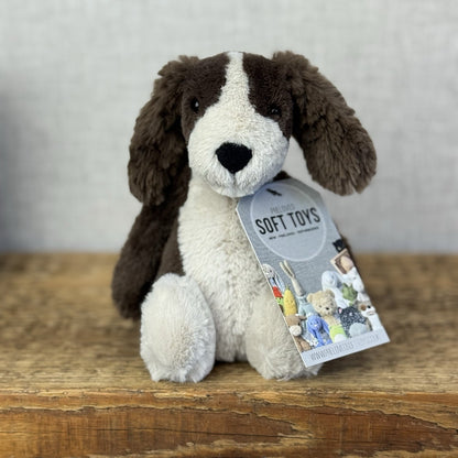 Jellycat Small Bashful Fudge Puppy - Brown Spaniel Bashful Dog Beanie Plush 8"
