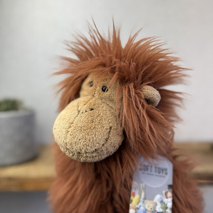 Jellycat Medium Max Monkey - Fluffy Long Hair Monkey Plush Beanie Retired 16"