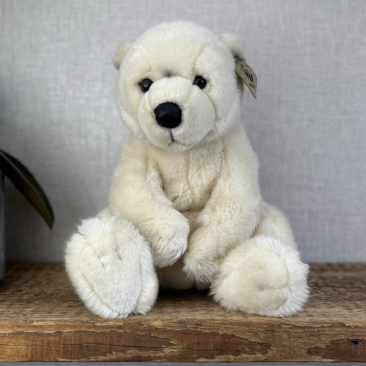 WWF Sitting Polar Bear - White Chunky Beanie Polar Bear Off White Medium 13"