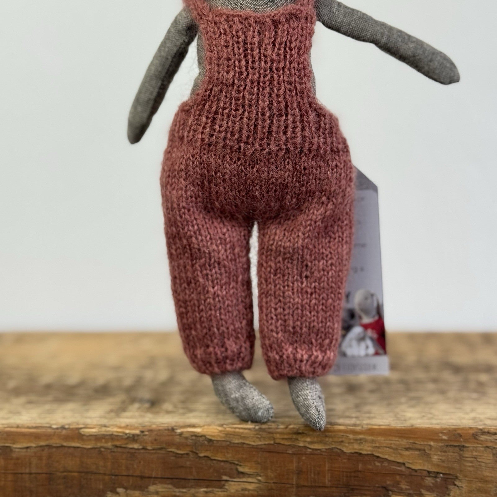 Maileg Chaton Kitten Grey - Grey Linen Cat Rouge Crochet Dungarees NWOT