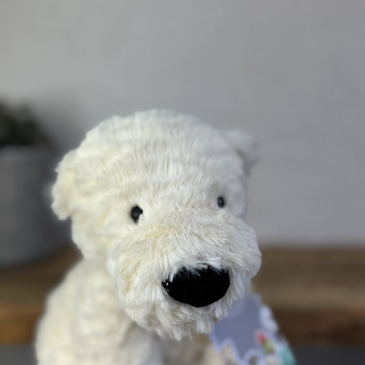 Jellycat Fuddlewuddl Polar Bear - White Texture Bear Sitting Beanie Plush 9"