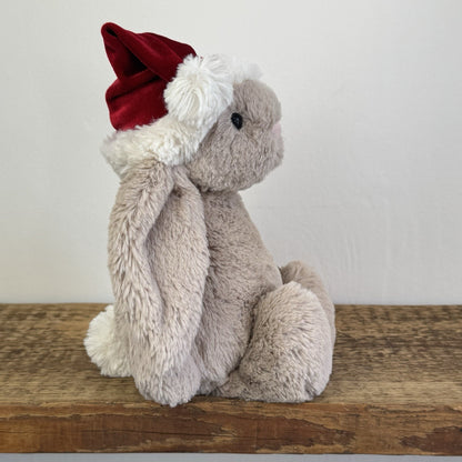 Jellycat Bashful Christmas Bunny - Beige Bashful Bunny With Christmas Hat 12"