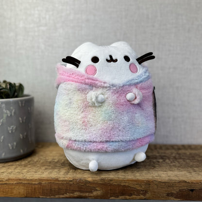 Pusheen Tie Dye Hoodie - Pusheen Cat White With Tye Dye Jumper Plush 10"