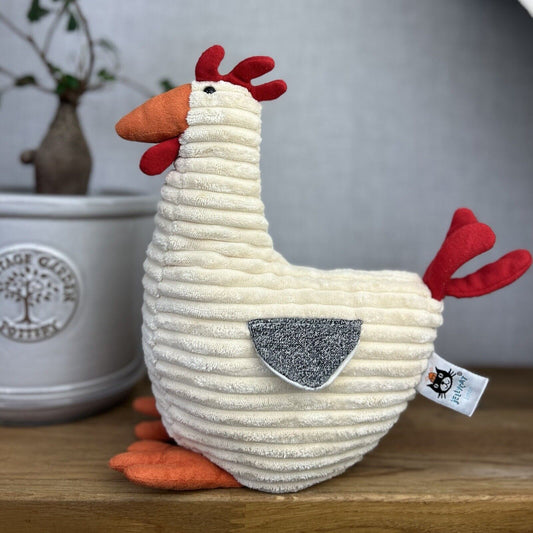 Jellycat Cream Folly Rooster - Corduroy Rooster Soft Toy - Large Rooster Plush