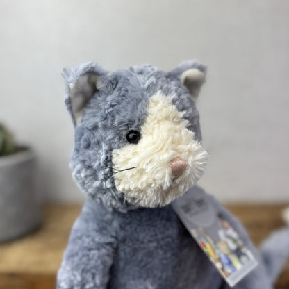 Jellycat Medium Pickles Cat - Vintage Grey Cat Beanie Retired (imperfect) 18"