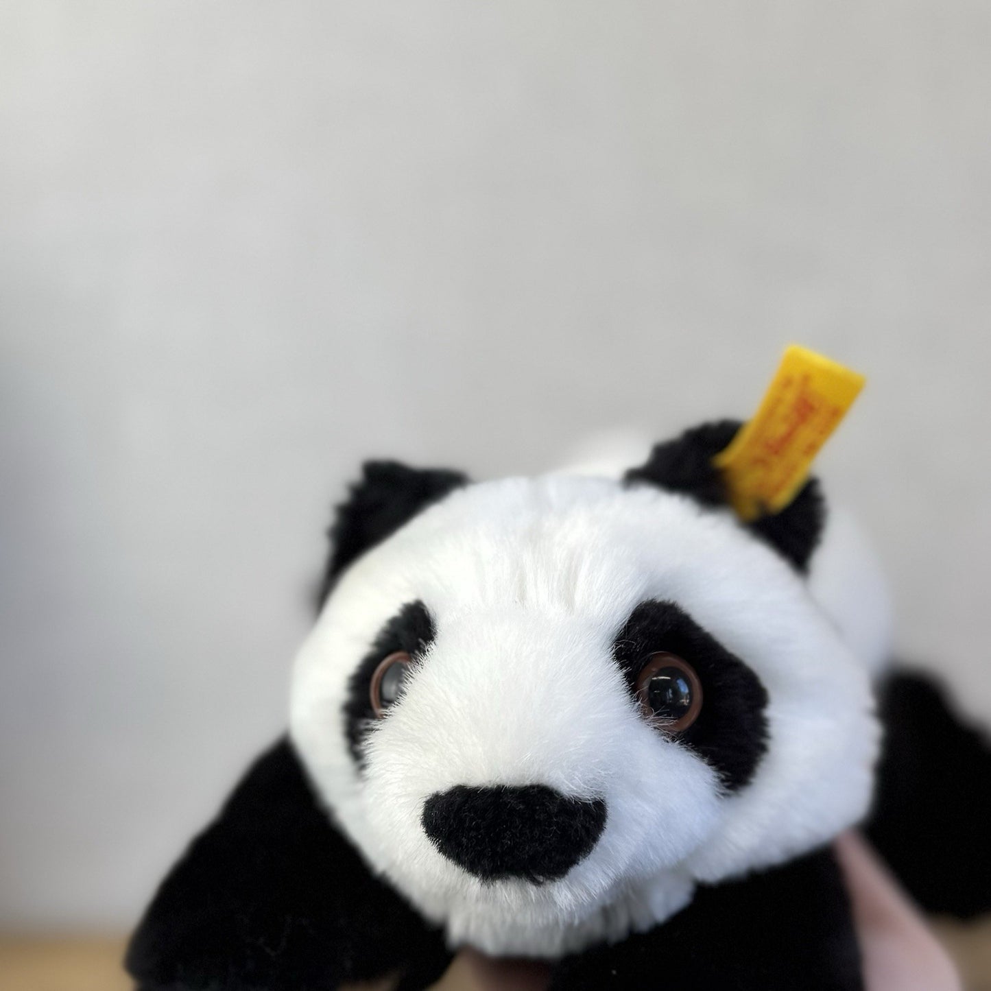 Steiff Small Lying Manschli Panda - New With Tags Vintage Small Laying Panda 9"