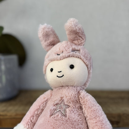 Jellycat Perky Bunny Hop - Pink Rabbit Doll Soft Toy Baby Pink Beanie Rare 12”