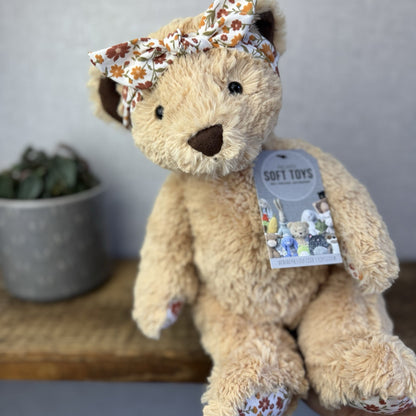 Jellycat "Autumn" Bear - Custom Edward Bear Soft Toy Blossom Print Paws 12" OOAK