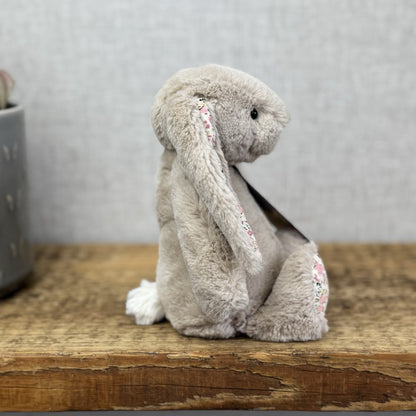Jellycat Small Bea Beige Blossom Bashful Bunny - Floral Feet/Ear Brown Rabbit 8”