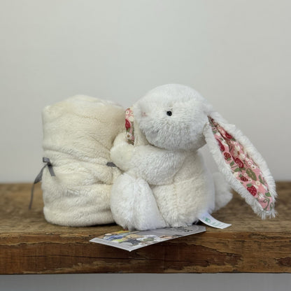 Jellycat Bashful Bunny Soother Bloosom Cream 'Berry 'Bunny Comforter NWOT