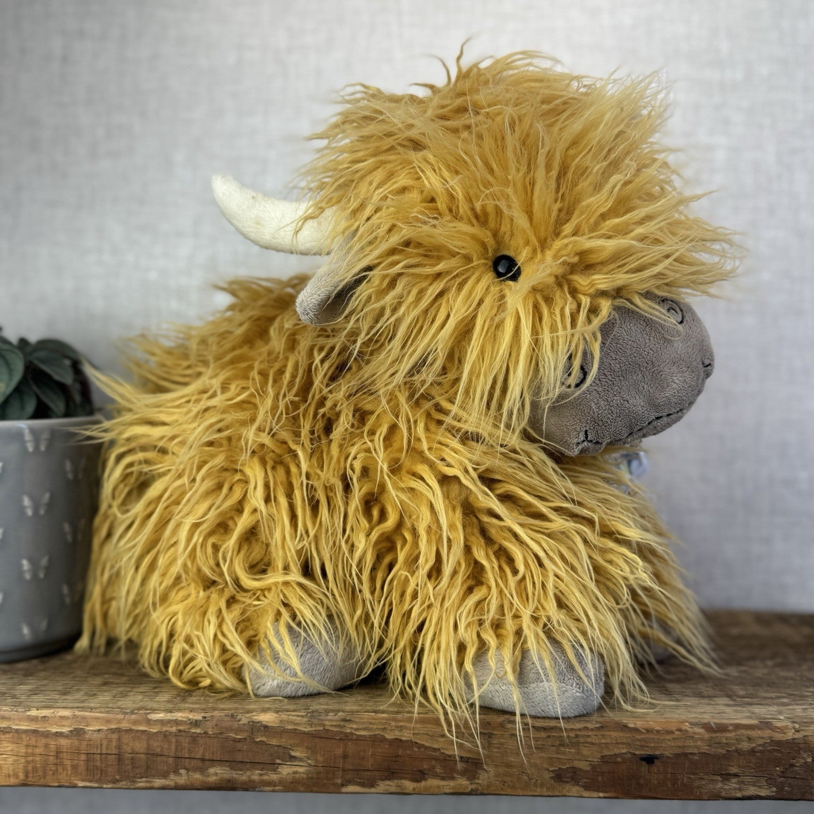 Jellycat Medium Truffles Cow - Fluffy Cow Cushion - Highland Cow 16”