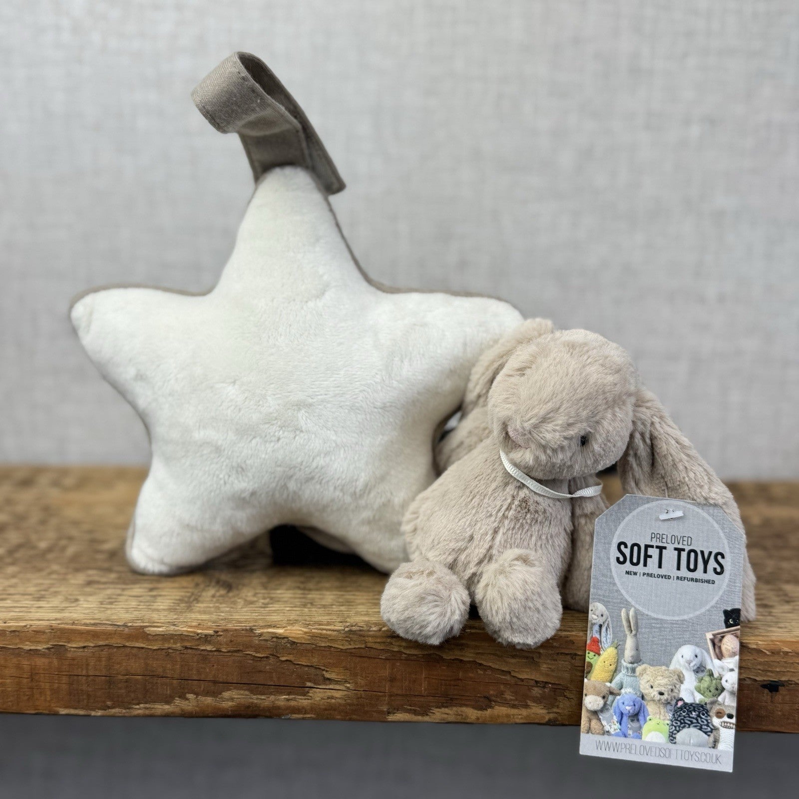 Jellycat Beige Bunny Musical Pull - Lullaby Mobile Baby Music NWOT
