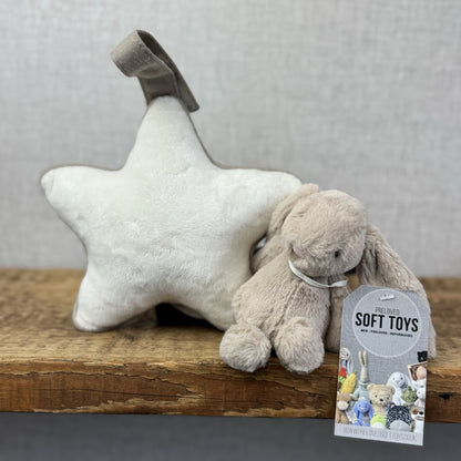 Jellycat Beige Bunny Musical Pull - Lullaby Mobile Baby Music NWOT