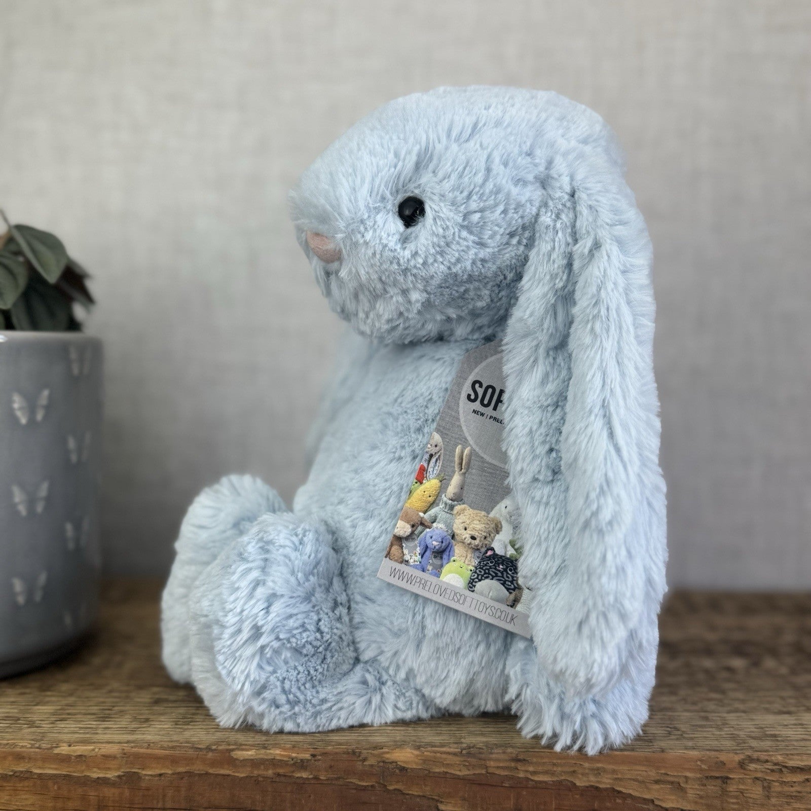 Jellycat Medium Bashful Blue Bunny - Baby Blue Rabbit Beanie Medium 12" (#2)