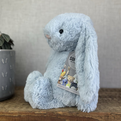 Jellycat Medium Bashful Blue Bunny - Baby Blue Rabbit Beanie Medium 12" (#2)
