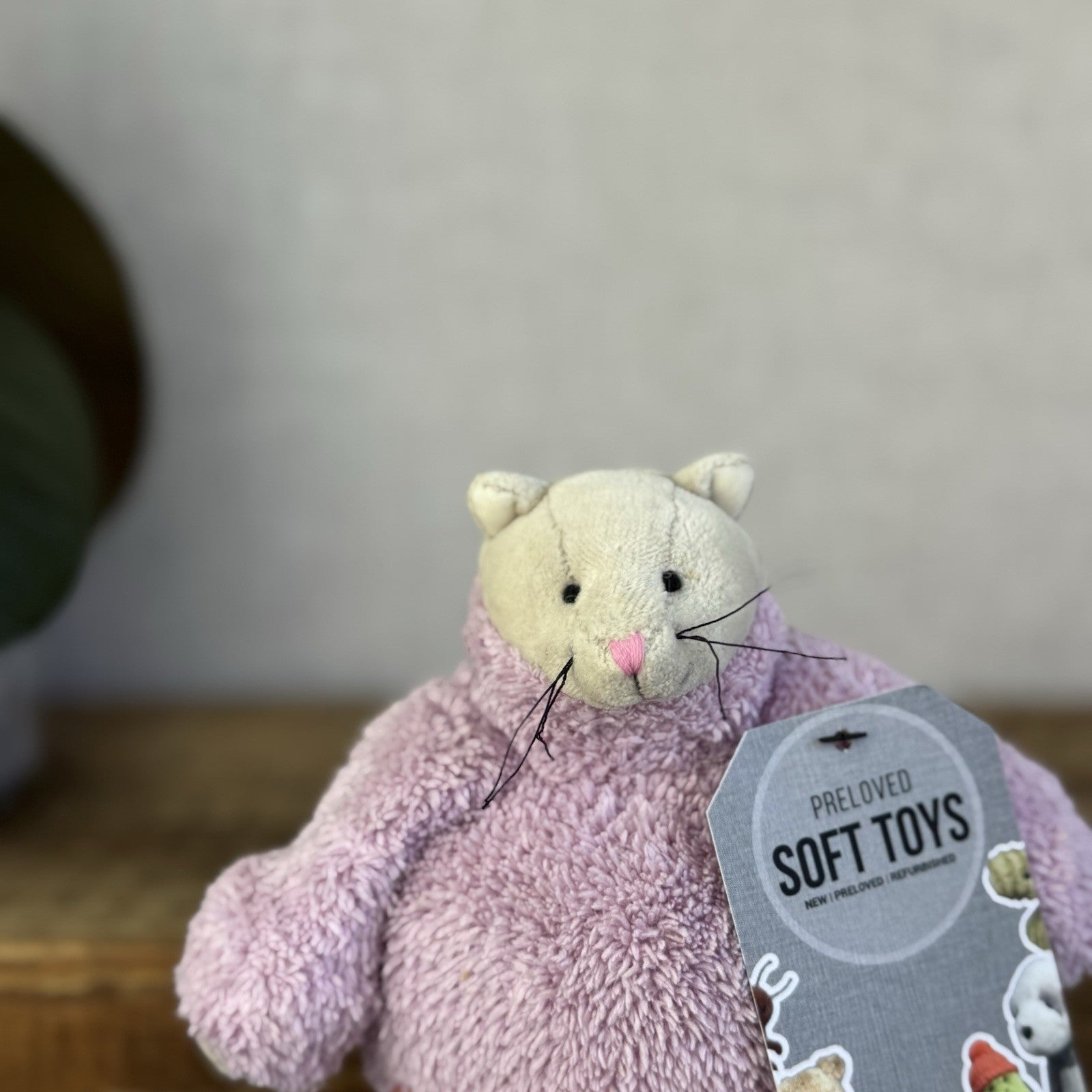 Jellycat Poloneck Peeker Cat Kitten - Lilac Jumper Cute Vintage Beanie 5”