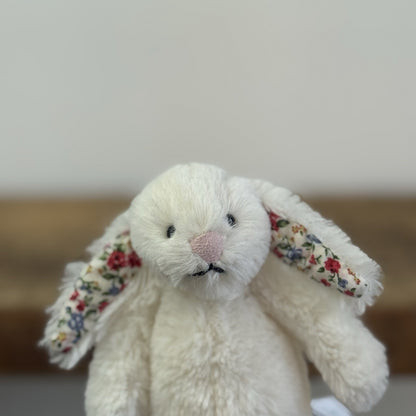 Jellycat Tiny Cream Blossom Bunny- Mini Cream Bunny Blossom/Floral Ears 5"
