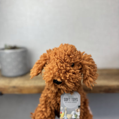 Jellycat Cooper Doodle Dog - Bronze Curly Haired Poodle Dog Beanie 10"