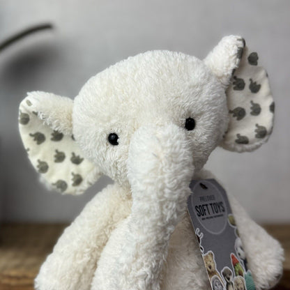 Jellycat Little Moonbeam Elly - Nugget Elephant White Textured Retired 12”