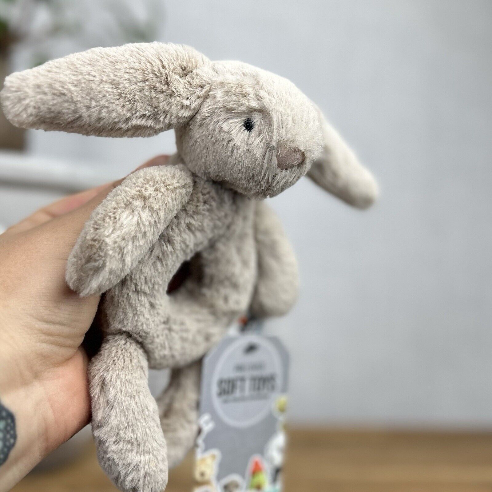 Jellycat Bashful Beige Bunny Ring Rattle - Beige Bunny Rattle Ring Soft Toy Baby
