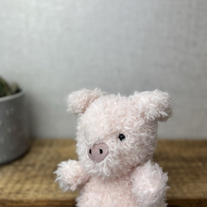 Jellycat Little Pig - Fluffy Pink Piglet Soft Toy Small Curly Fur Retired 7"