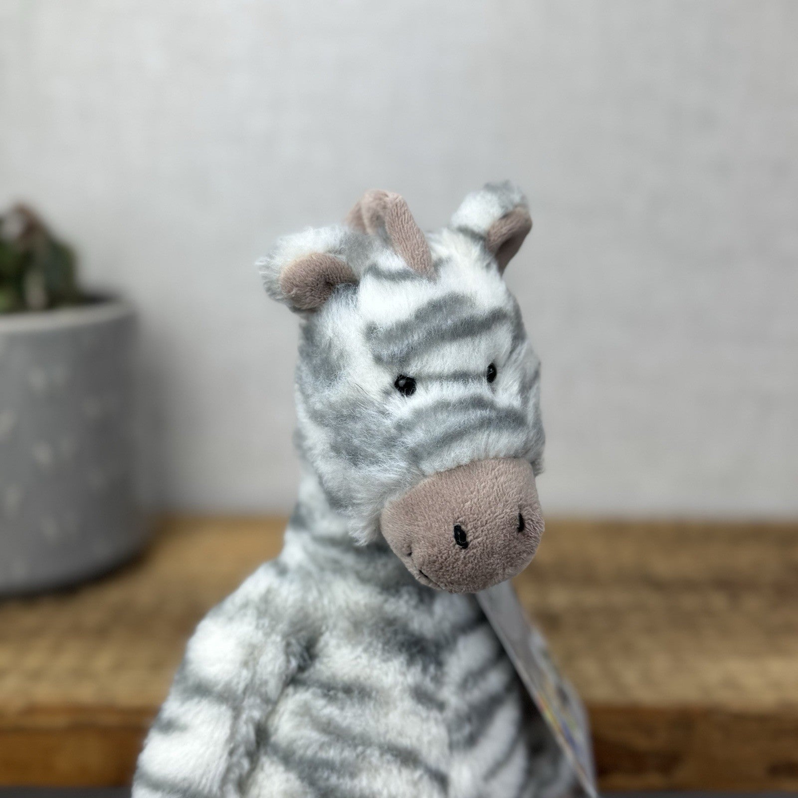 Jellycat Medium Fluffles Zebra - Retired Fluffy Grey/White Zebra Plush 12" 