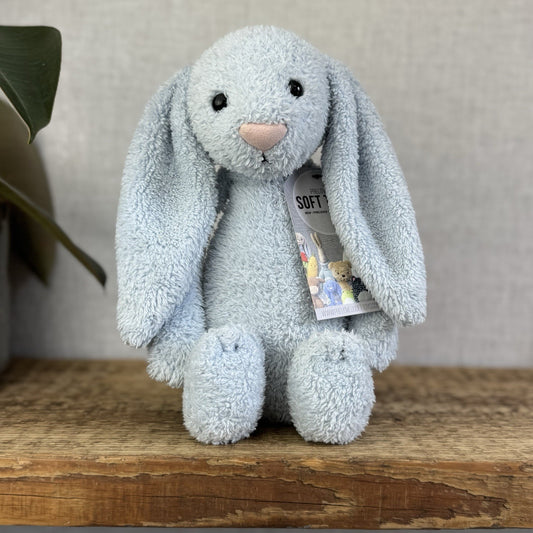 Jellycat Blue Bashful Bunny Chime - Baby Blue Texture Rattle Retired JellyKitten